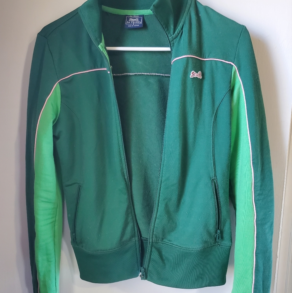 Vintage Green Sweatshirt with Pink Piping